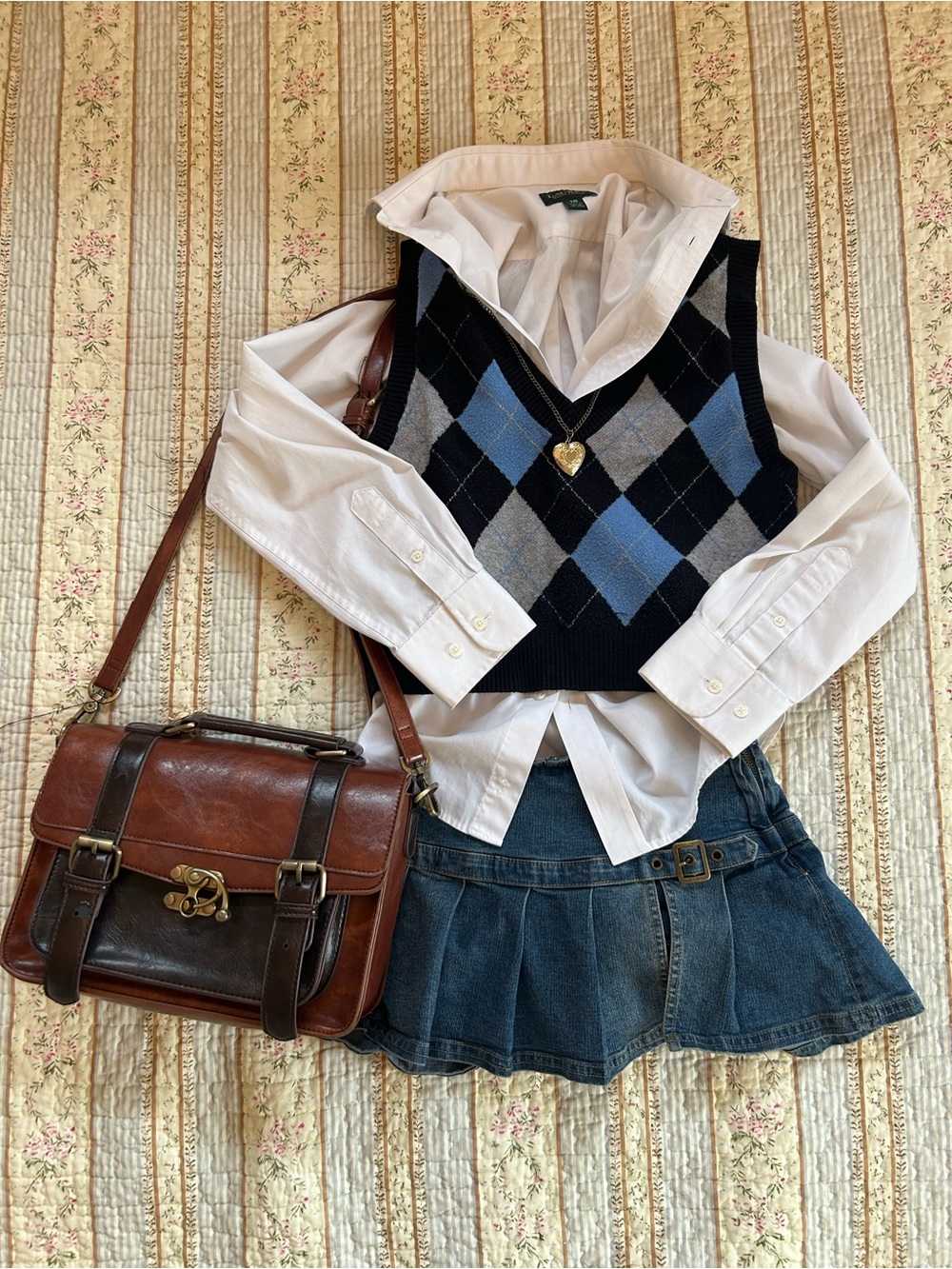 Garage Sweater Vest in Black and Blue Argyle